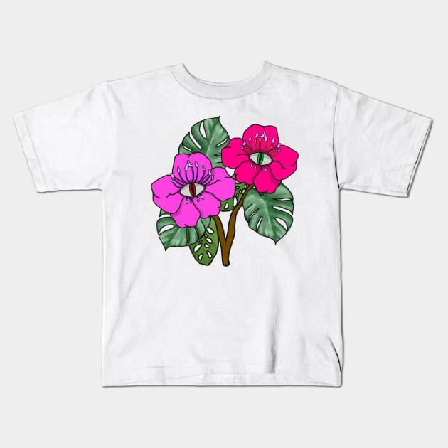 Hibiscus Frieda white bg Kids T-Shirt by VantaTheArtist